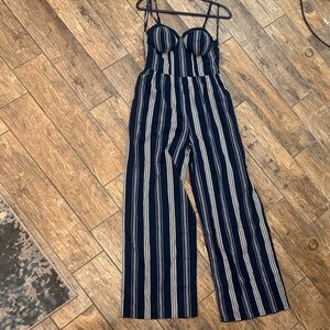 Band of Gypsies Navy and White Striped Jumpsuit